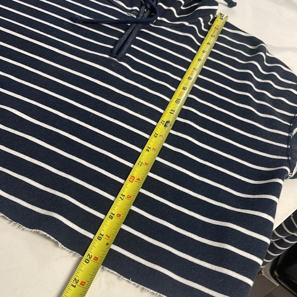 Hollister Womans 1/4 zip blue/white stripe hoodie crop long sleeves Size M - Picture 4 of 8